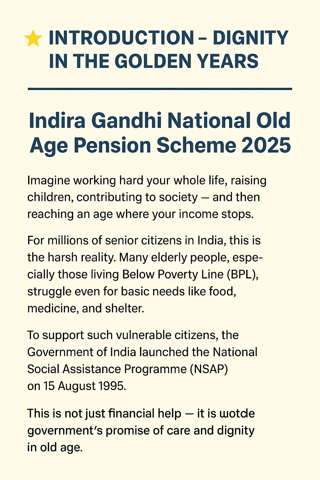Indira Gandhi National Old Age Pension Scheme 2025